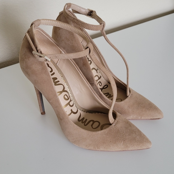 Sam Edelman Dorinda T-Strap Suede Pump in Tan Size 5M - Picture 3 of 6